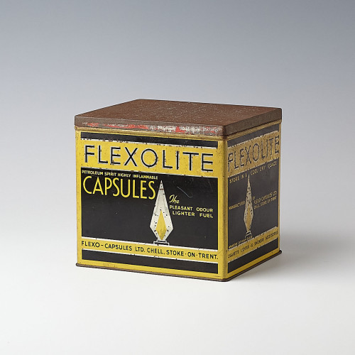 Flexolite Petroleum Spirit Lighter Fluid Advertising Tin