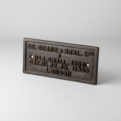Deane and Beal Military Stove Name Plate